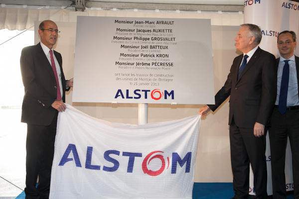 Inauguration du lancement des travaux de l'usine de Montoir de Bretagne St Nazaire de l'Haliade 150 par le 1er Ministre le 17 Janvier 2013